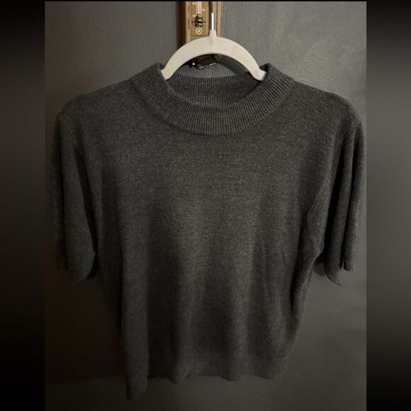 Sag Harbor Petite Acrylic Sweater High Neck Size Medium Dark Grey - Picture 1 of 8